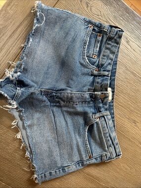 H&M Frayed Hem Blue Denim Cutoff Shorts